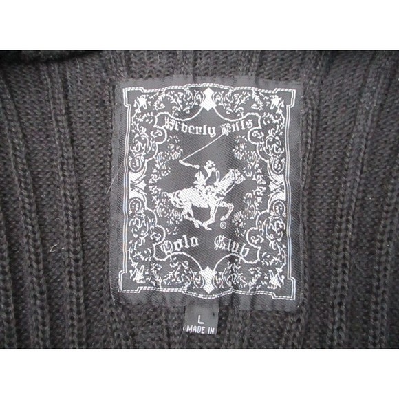 Beverly Hills Faux Fur Sweater Vest Women’s Size Large  Black Brown Hood - Picture 13 of 16